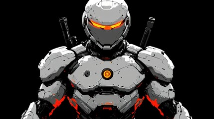 Mech Warrior: Digital Combatant in Grey and Orange