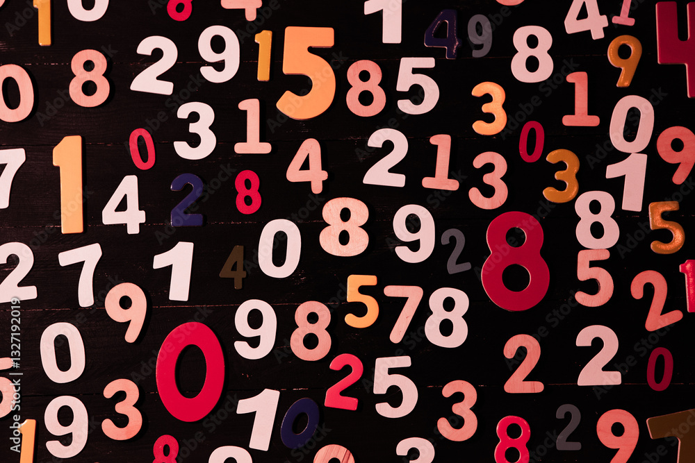 Poster background of numbers. from zero to nine. numbers texture. finance data concept. mathematic. seamles
