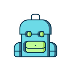 Filled outline School backpack icon isolated on white background. Flat filled outline style with shadow. Vector
