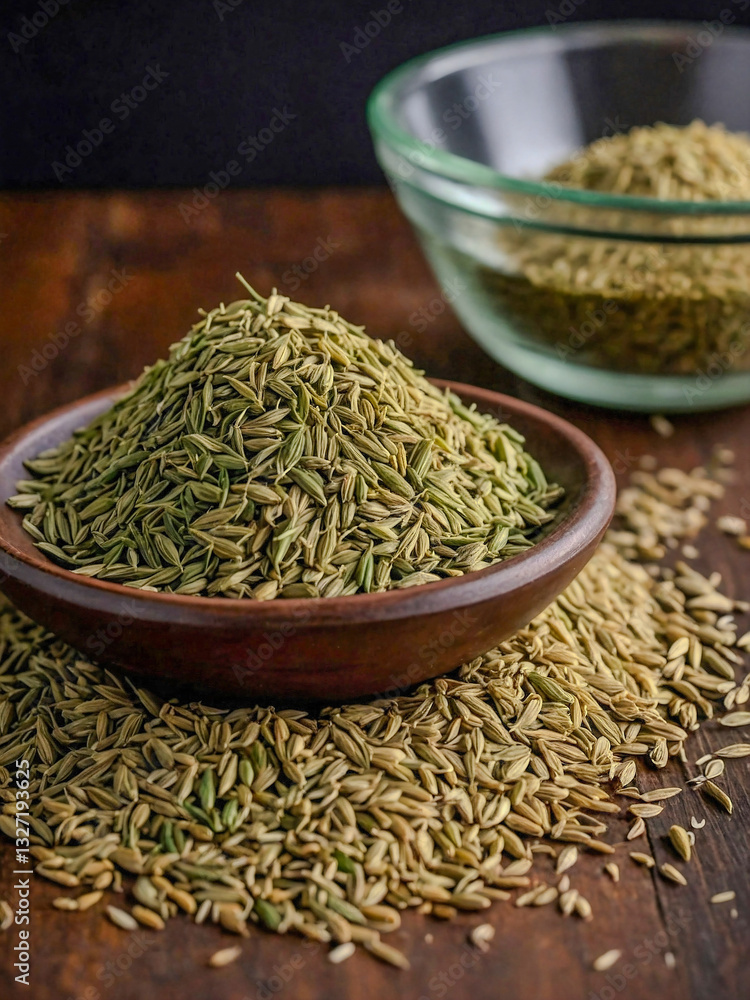 Poster cumin and dill arranged side by side, emphasizing their aromatic qualities.