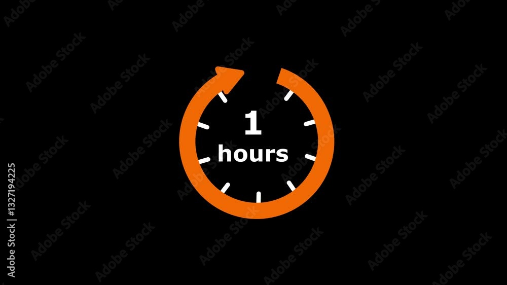 Poster 1 hours countdown timer animation from 60 to 0 seconds ,countdown animation from 60 to 0 second. on 