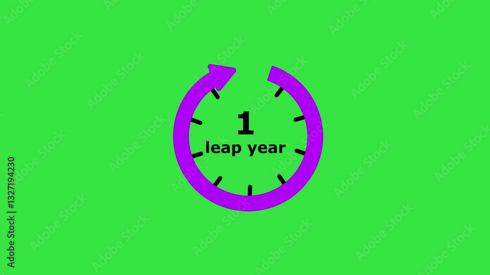 Poster rounded circle animation of 1 leap year countdown on transparent background with alpha channel, 1 le