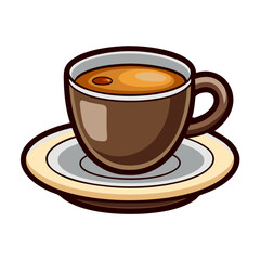 Obraz premium A stylish vector illustration of a coffee cup on a saucer, available in cartoon clipart and line art style 
