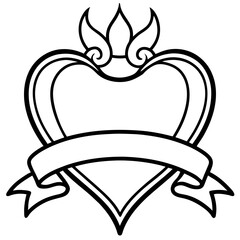 Simple Heart Banner Outline Graphic