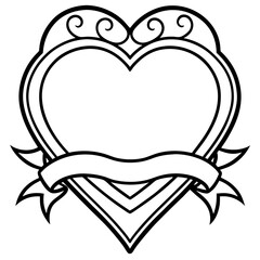 Simple Heart Banner Outline Graphic