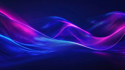 Dynamic digital wave background with flowing pink and blue light streams