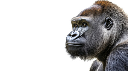 Obraz premium Majestic Gorilla Portrait with Calm Expression on White Background without background