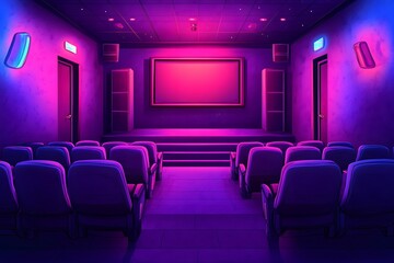 Fototapeta premium Focused audience in the darkness and dreamy movie atmosphere