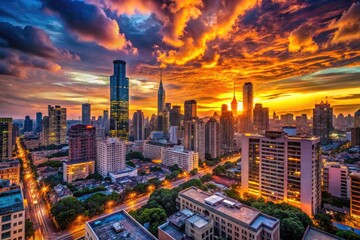 Obraz premium Urban Exploration Sunset Cityscape Photography - Twilight Skyline Views