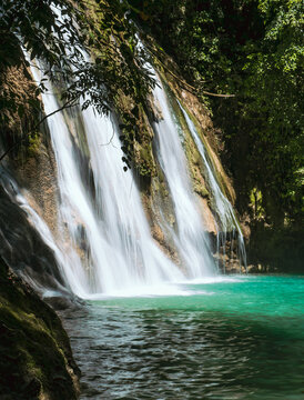 Waterfall in the forest at Daranak Falls, Tanay, Philippines.