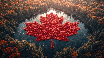 Autumnal Canadian Maple Leaf Lake