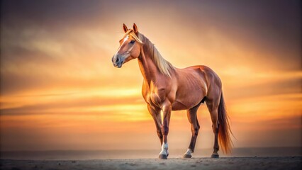 Elegant horse portrait: soft light, minimalist style; dreamy equine beauty.