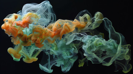 Obraz premium Colorful Ink Cloud in Water Abstract Smoke-Like Swirls on Black Background
