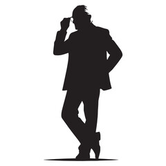 Thoughtful Oldman Holding Glasses silhouette, lost in deep contemplation - Oldman illustration - Minimalist Oldman vector - Senior presence
