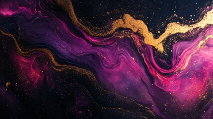 Dynamic aurora streaks in vibrant magenta and shimmering gold plain background