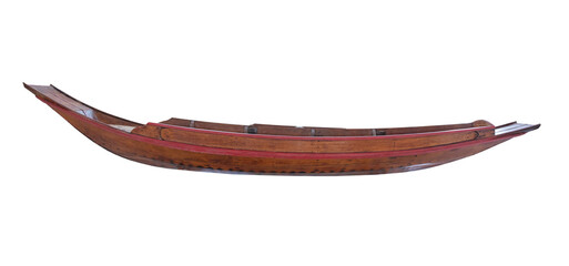 Thai traditional wooden boat isolated on transparent background
