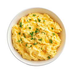 Scrambled eggs isolated on white background
