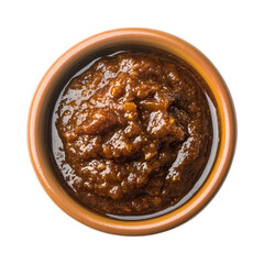 Jaggery Tamarind Chutney in Bowl Isolated on Transparent Background