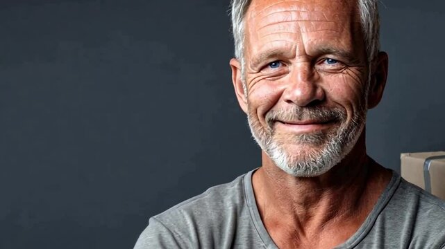 L&auml;chelnder &auml;lterer Mann mit sportlicher Ausstrahlung