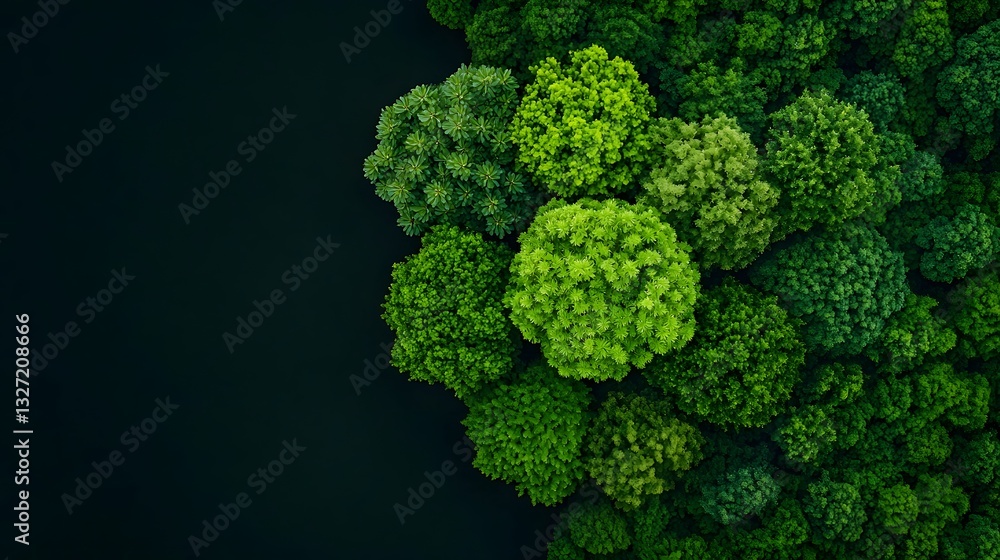 Poster breathtaking aerial view of a carefully managed forest ecosystem with lush diverse tree canopies arr