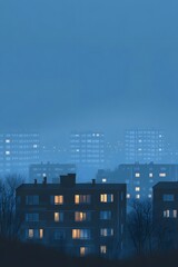 Urban buildings faintly visible in the haze