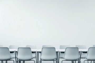 A row of neat gray chairs