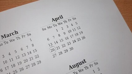 marking the April 20 date on the calendar 420