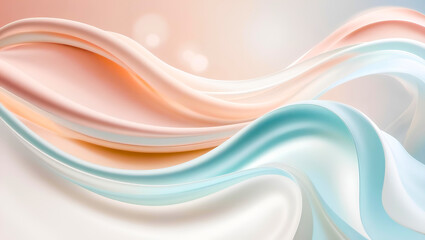 Fototapeta premium Soft and Elegant Abstract Digital Artwork – Smooth Flowing Waves with Silky Translucent Texture in Gentle Pastel Shades of Peachy Pink, Lavender, and Cream