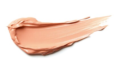 Single Thick Stroke of Apricot Orange Paint Isolated on White Background