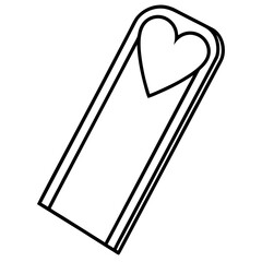 Simple Line Art Bookmark with Heart Top