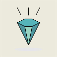 Minimalist Geometric Artwork Featuring a Bright Turquoise Diamond Icon on Light Background