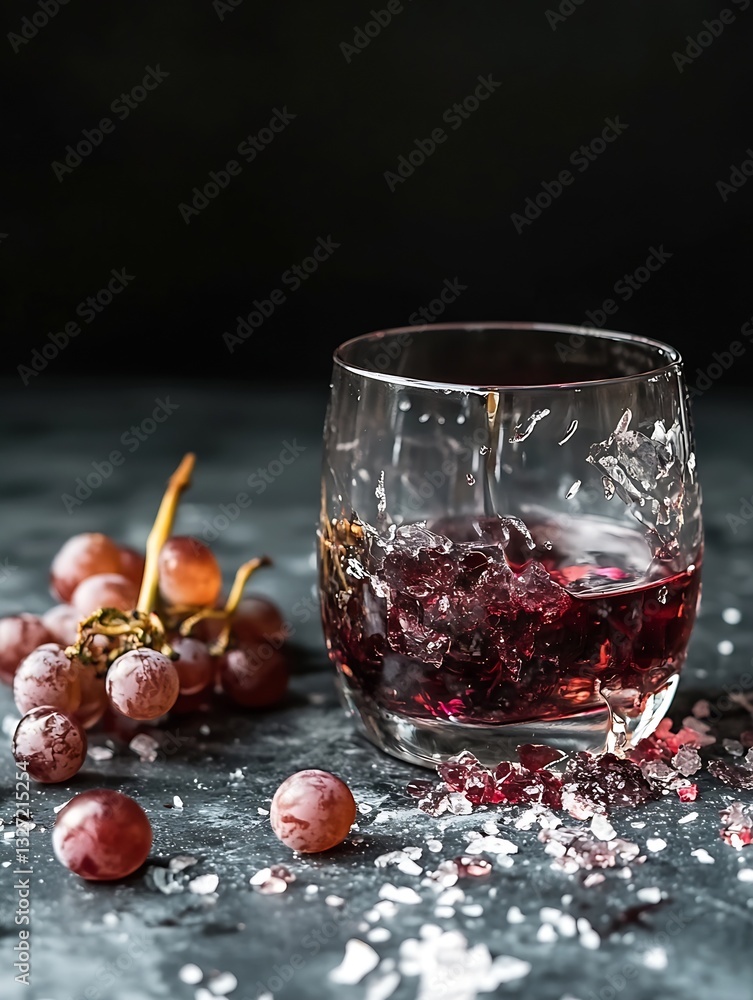 Poster Refreshing glass of red beverage with splashes showing the fun of a lively drink experience : Generative AI