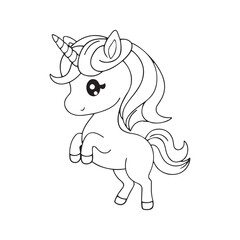 Black silhouette of a running horse cartoon with mane and outline design