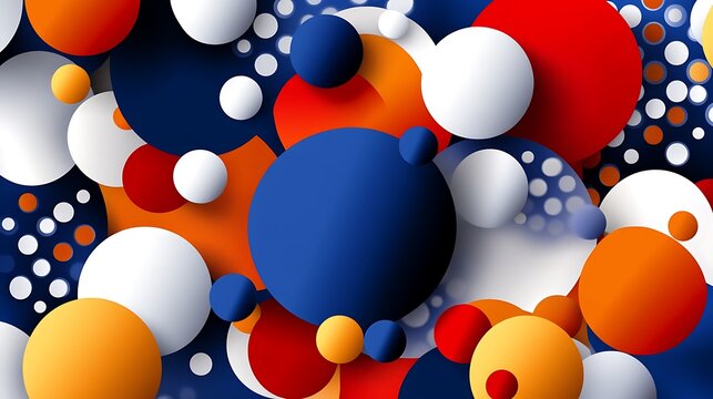 Vibrant 3D Render of Interlocking Spheres in Bold Red, Blue, and White AI Generated