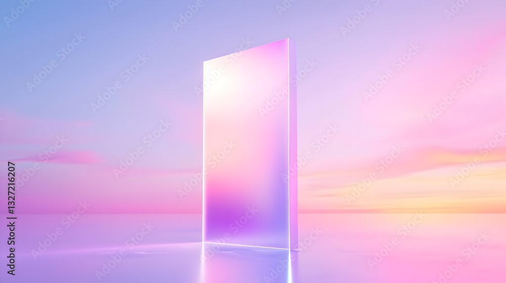 Poster a phone is displayed on a table with a pink background