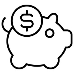 Piggy Bank Outline Icon