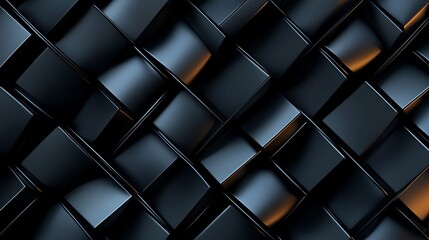 Naklejka premium Dark Metallic Cube Pattern: A 3D Rendered Abstract Design AI Generated