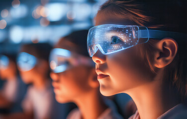 Children of the Beta generation in virtual reality. The future of education and technology, the digital era, artificial intelligence and the new generation.