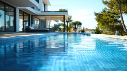 Fototapeta premium Luxury Poolside Villa: Modern Mediterranean Paradise