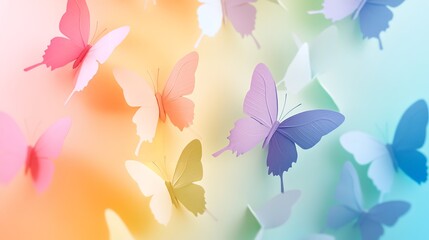 Rainbow paper background with colorful butterflies. Zero Discrimination Day