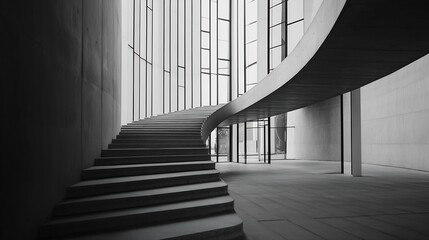 Fototapeta premium Stunning modern spiral staircase interior design with natural light and sleek architecture : Generative AI