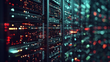 Naklejka premium Intricate Network Server Room: A Glimpse into the Digital Core
