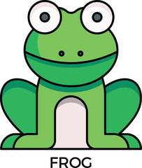 Obraz premium frog icon vector illustration flat line color green