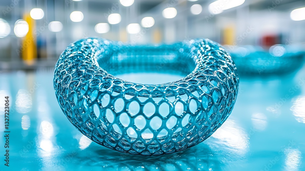 Poster 3D Printed Turquoise Lattice Structure