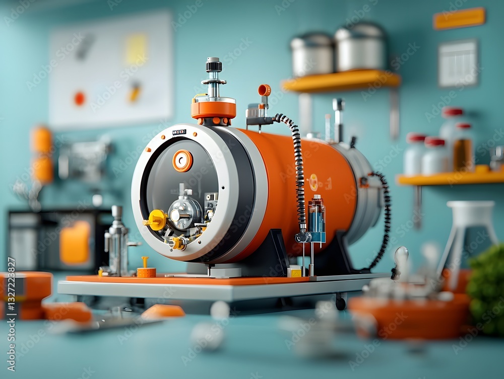 Poster hyper detailed photographic representation of a meticulously arranged retrofuturistic carbon experim