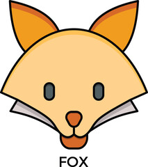 Fox with fluffy tail icon flat line