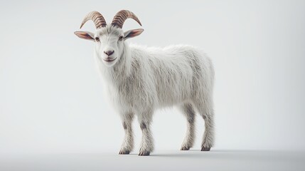 Fototapeta premium white goat on white background