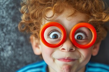 A child in quirky glasses makes a silly face, embodying the playful spirit of childhood and imagination.