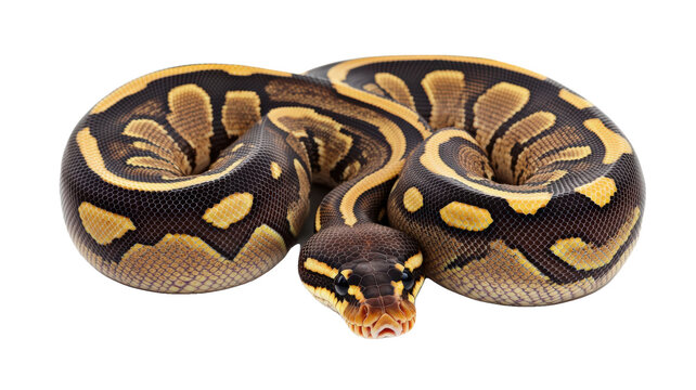 Majestic Python Coiled on White Background - Stunning Reptile Photography Shot transparent background
