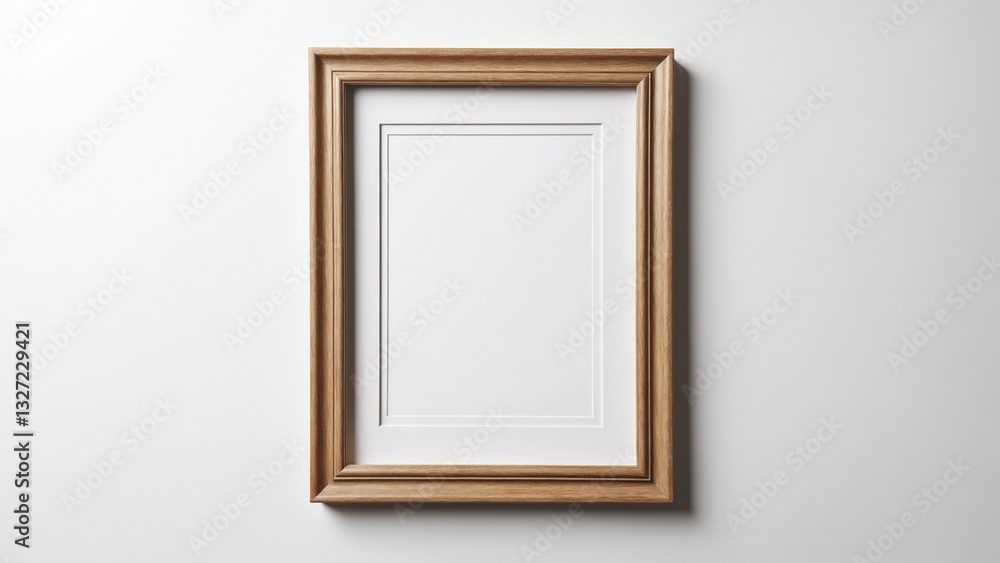 Poster a single instant photo frame on pure empty white background, mockup